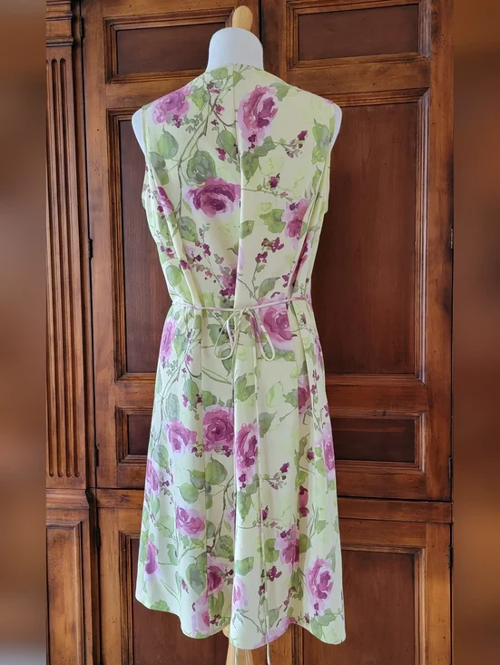 Norton McNaughton Sleeveless Floral Wrap Dress - Size 10 - Picture 2 of 4